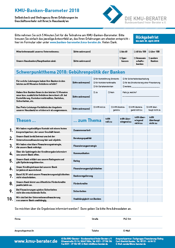 KMU-Banken-Barometer 2018 KMU-Banken-Barometer 2018
