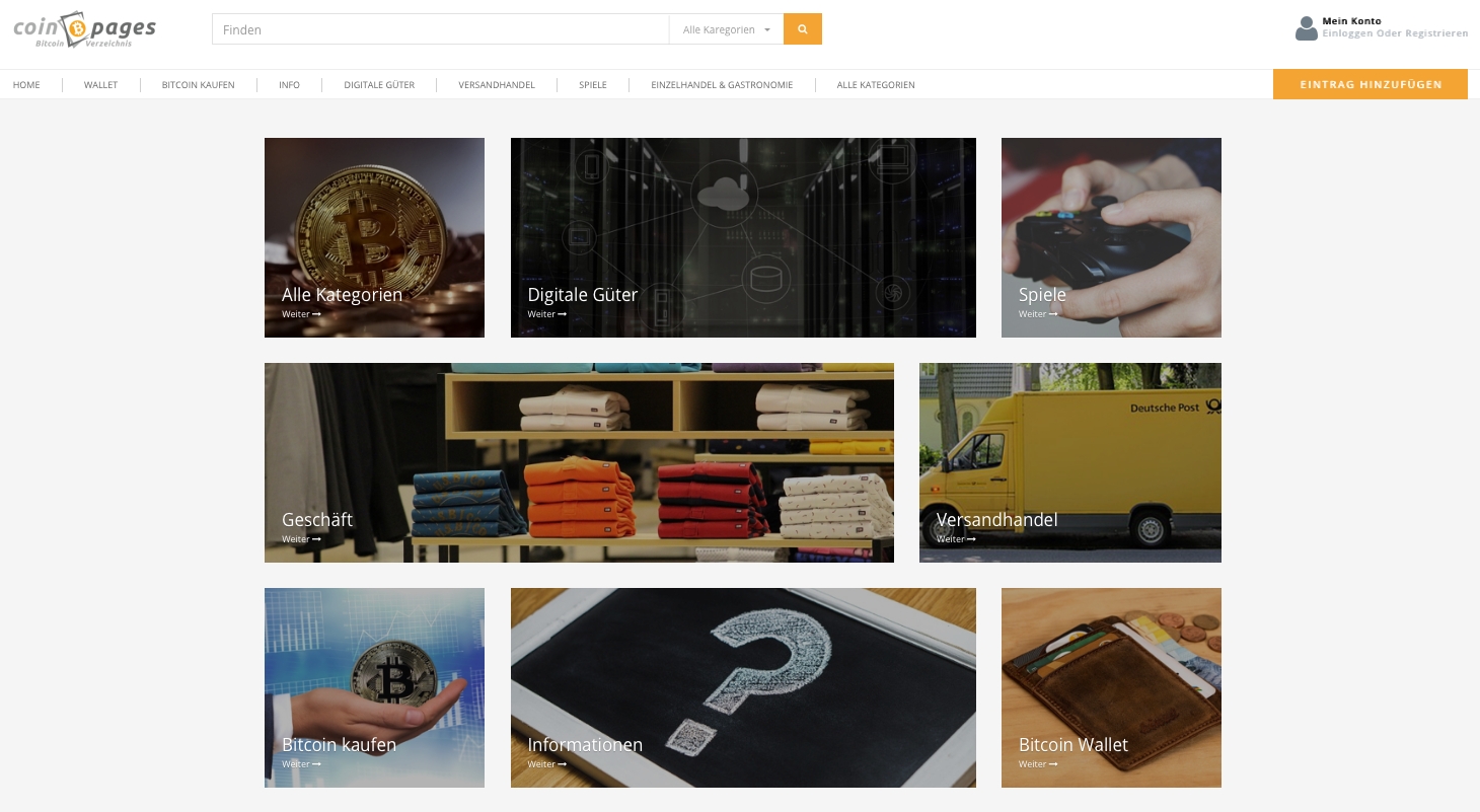 Coinpages.io: Wo man mit Bitcoin einkaufen kann Coinpages.io: Wo man mit Bitcoin einkaufen kann