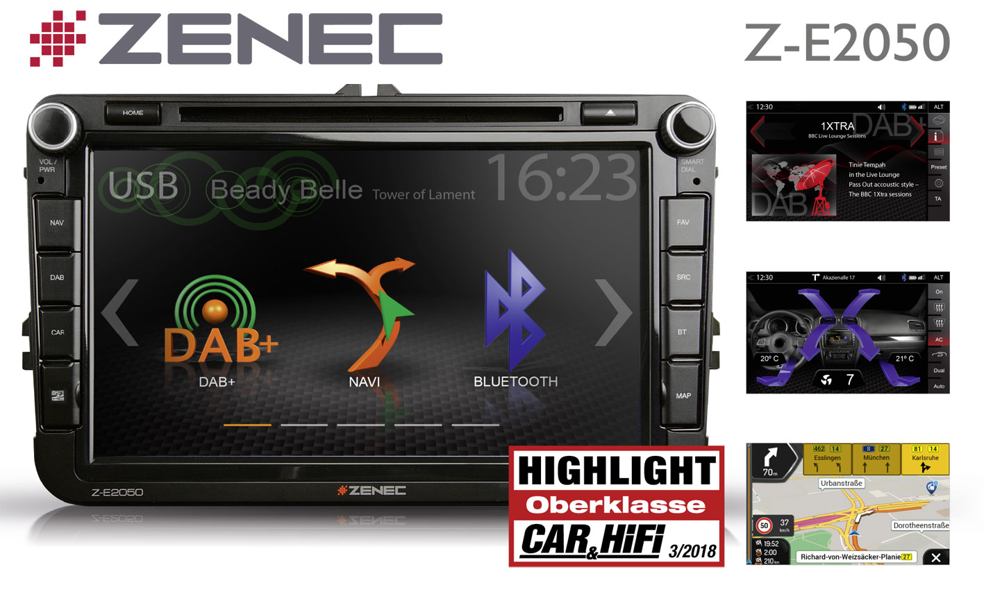 ZENEC Z-E2050: Infotainer für VW, Seat, Skoda