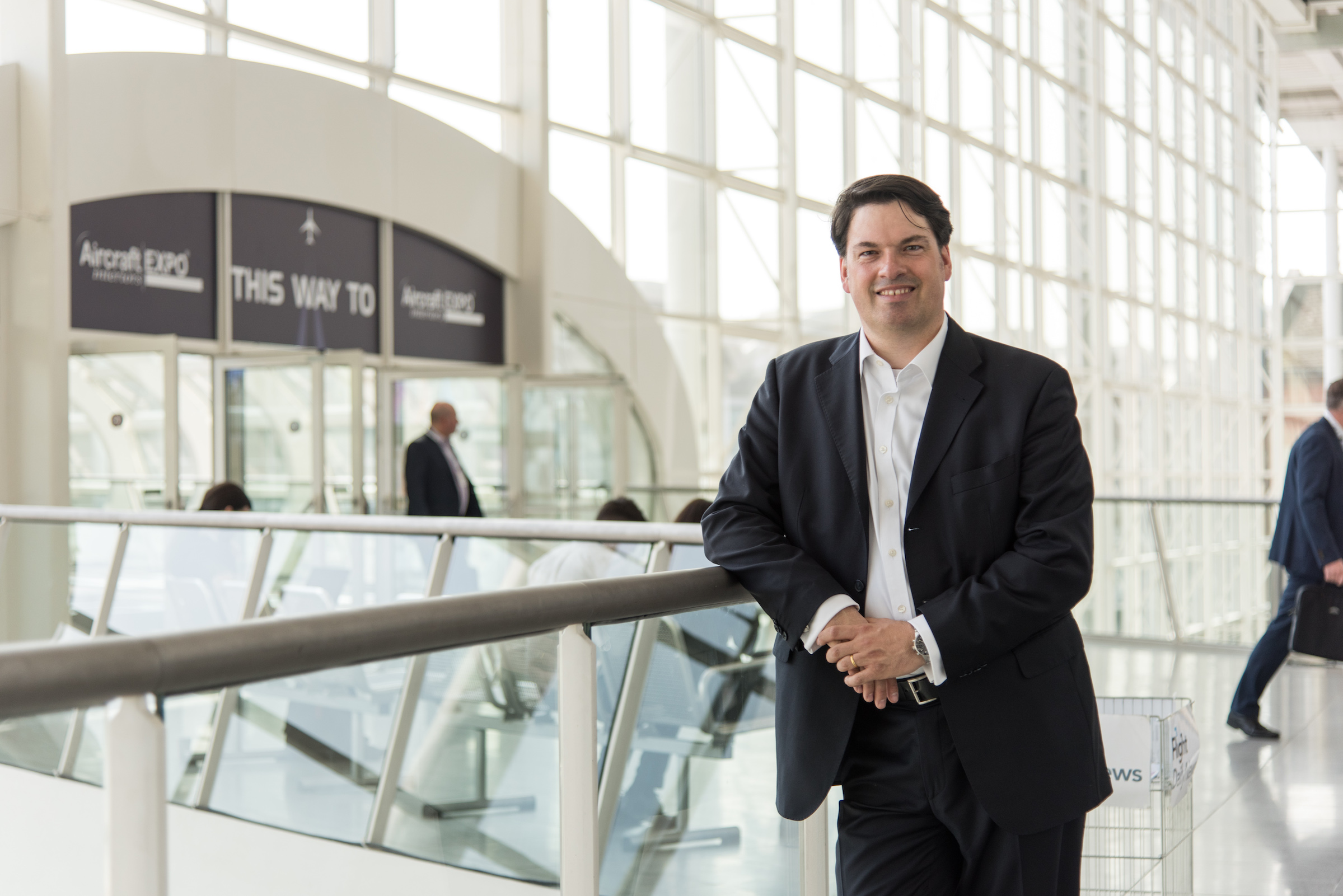 Stephan Großfuss auf der Aircraft Interiors Expo 2018 in München (Bildquelle: Ulrike Schacht/Ingenic Stephan Großfuss auf der Aircraft Interiors Expo 2018 in München (Bildquelle: Ulrike Schacht/Ingenic