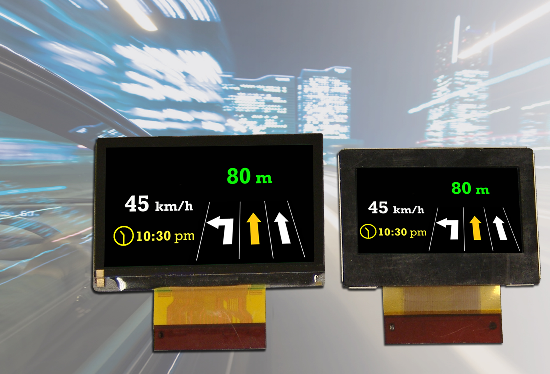 Kyocera Head-Up-Display bei Nacht Kyocera Head-Up-Display bei Nacht