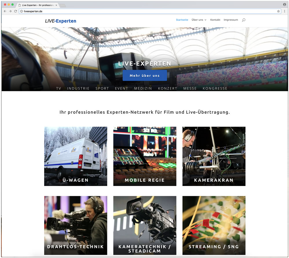 Liveexperten.de?Netzwerk für Film und Live-Übertragung mit neuer Homepage