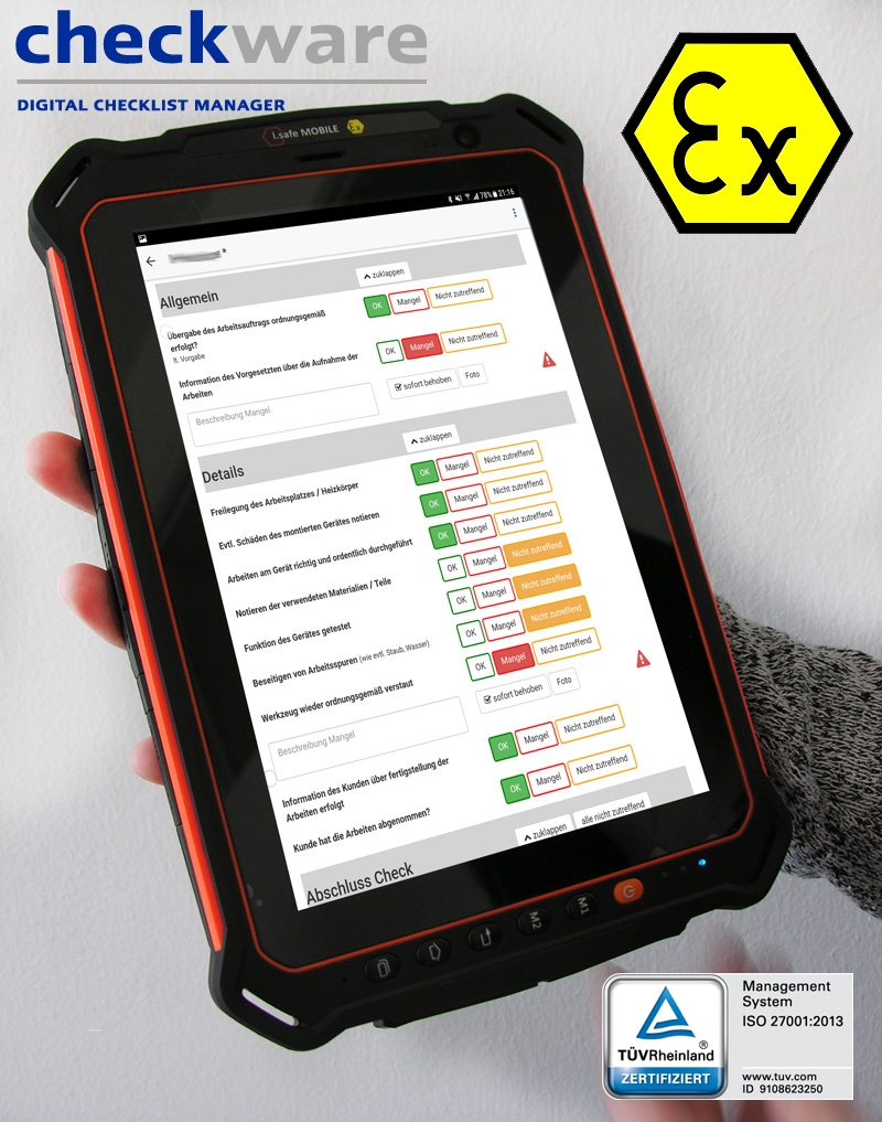 Digitale Checklisten für explosionsgefährdete Bereiche (EX-Zonen) in der Industrie Digitale Checklisten für explosionsgefährdete Bereiche (EX-Zonen) in der Industrie