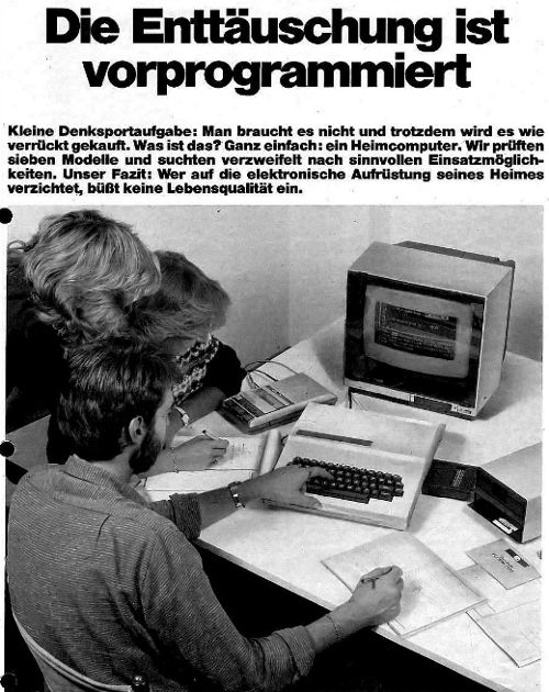Stiftung Warentest 1984über den Computer. Heute wird die Infraschall-Technologie kritisiert. (Bildqu