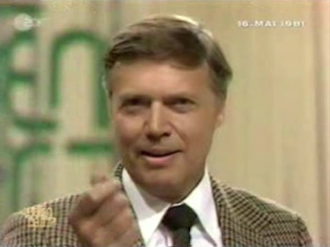 Karlheinz Böhm bei seiner Wette 1981 im ZDF Karlheinz Böhm bei seiner Wette 1981 im ZDF