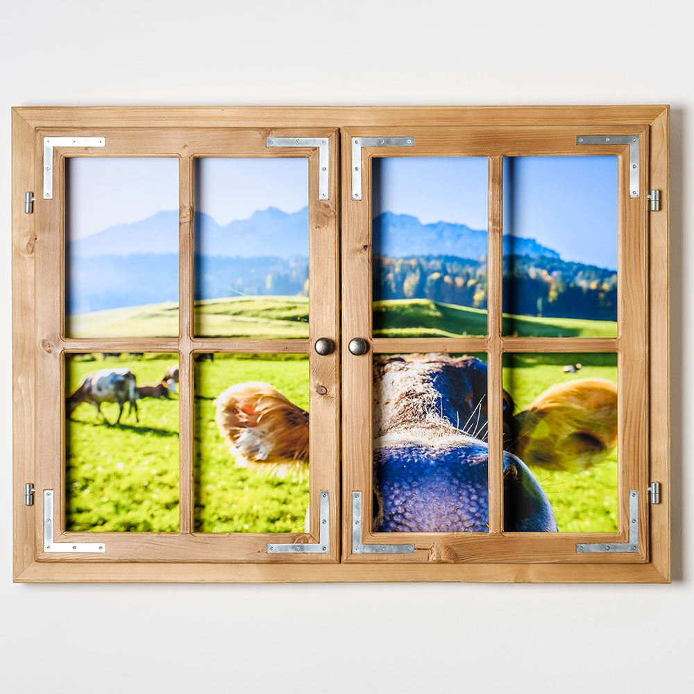 Dekofenster 70 x 100 cm Kuh-Motiv