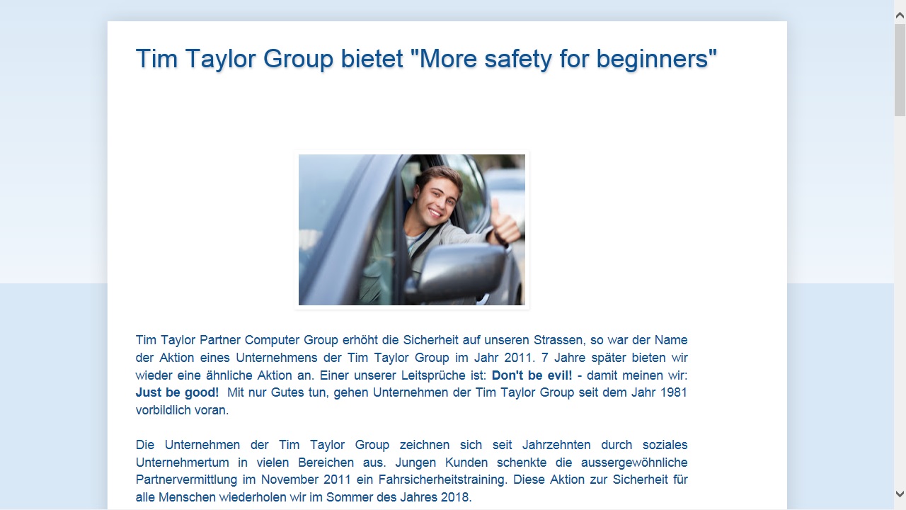 Tim Taylor Group bietet"More safety for beginners"