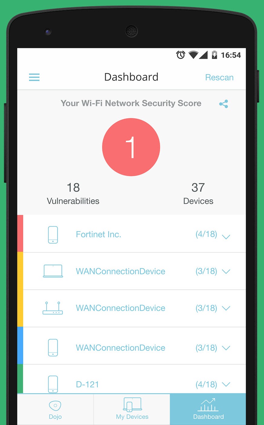 Der Dojo IoT Schwachstellenscanner ist für iOS und Android erhältlich. (Bild: BullGuard) Der Dojo IoT Schwachstellenscanner ist für iOS und Android erhältlich. (Bild: BullGuard)
