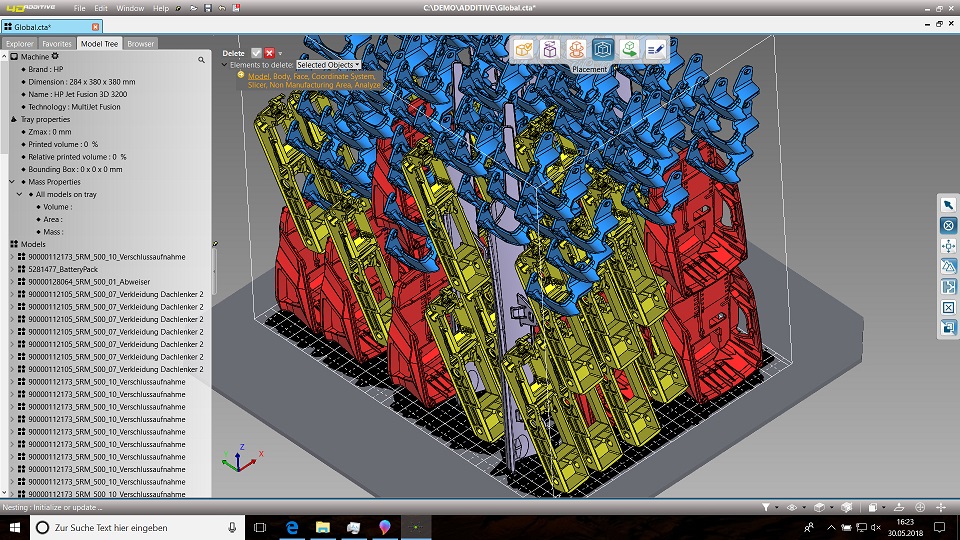 Automatisches Nesting der 4D_Additive Software erlaubt effizientes Packen des Bauraums Automatisches Nesting der 4D_Additive Software erlaubt effizientes Packen des Bauraums