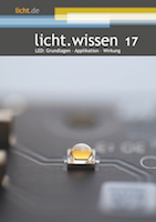 Die Publikation licht.wissen 17 „LED: Grundlagen – Applikation – Wirkung“ (Bild: licht.de) Die Publikation licht.wissen 17 „LED: Grundlagen – Applikation – Wirkung“ (Bild: licht.de)