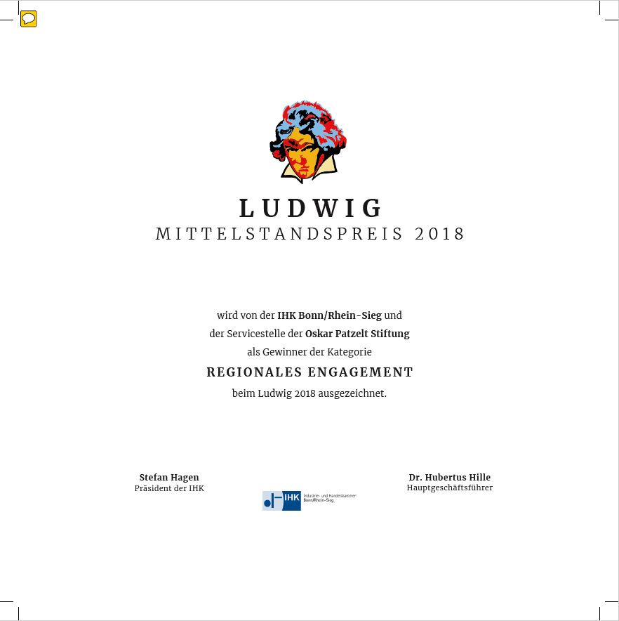Die Urkunde der Hofgartenmanufaktur für den Ludwig 2018 (Bildquelle: @Hofgartenmanufaktur)
