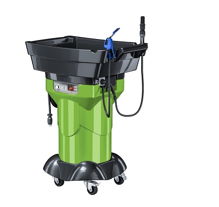 Mobil und einfach zu benutzen, der Teilereiniger arbeitet mit erwärmter EXO-Clean-Lösung (Bild: SRI) Mobil und einfach zu benutzen, der Teilereiniger arbeitet mit erwärmter EXO-Clean-Lösung (Bild: SRI)