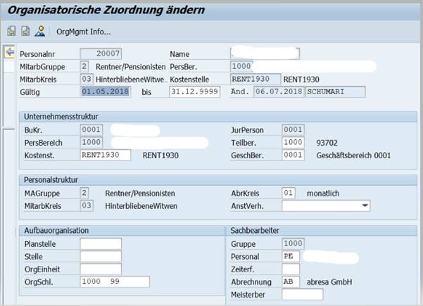 Übersicht der Rentenabrechnung (Bildquelle: @abresa GmbH) Übersicht der Rentenabrechnung (Bildquelle: @abresa GmbH)