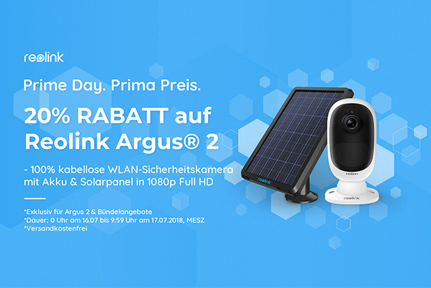 Reolink Argus 2& Bündelangebote mit 20% Rabatt im Prime Day Deal Reolink Argus 2& Bündelangebote mit 20% Rabatt im Prime Day Deal