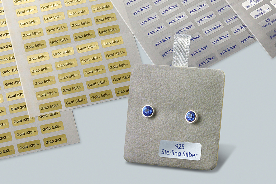 Individuelle Qualitätsaufkleber für Juweliere aus dem Digitaldruck bei eXtra4 Labelling Systems