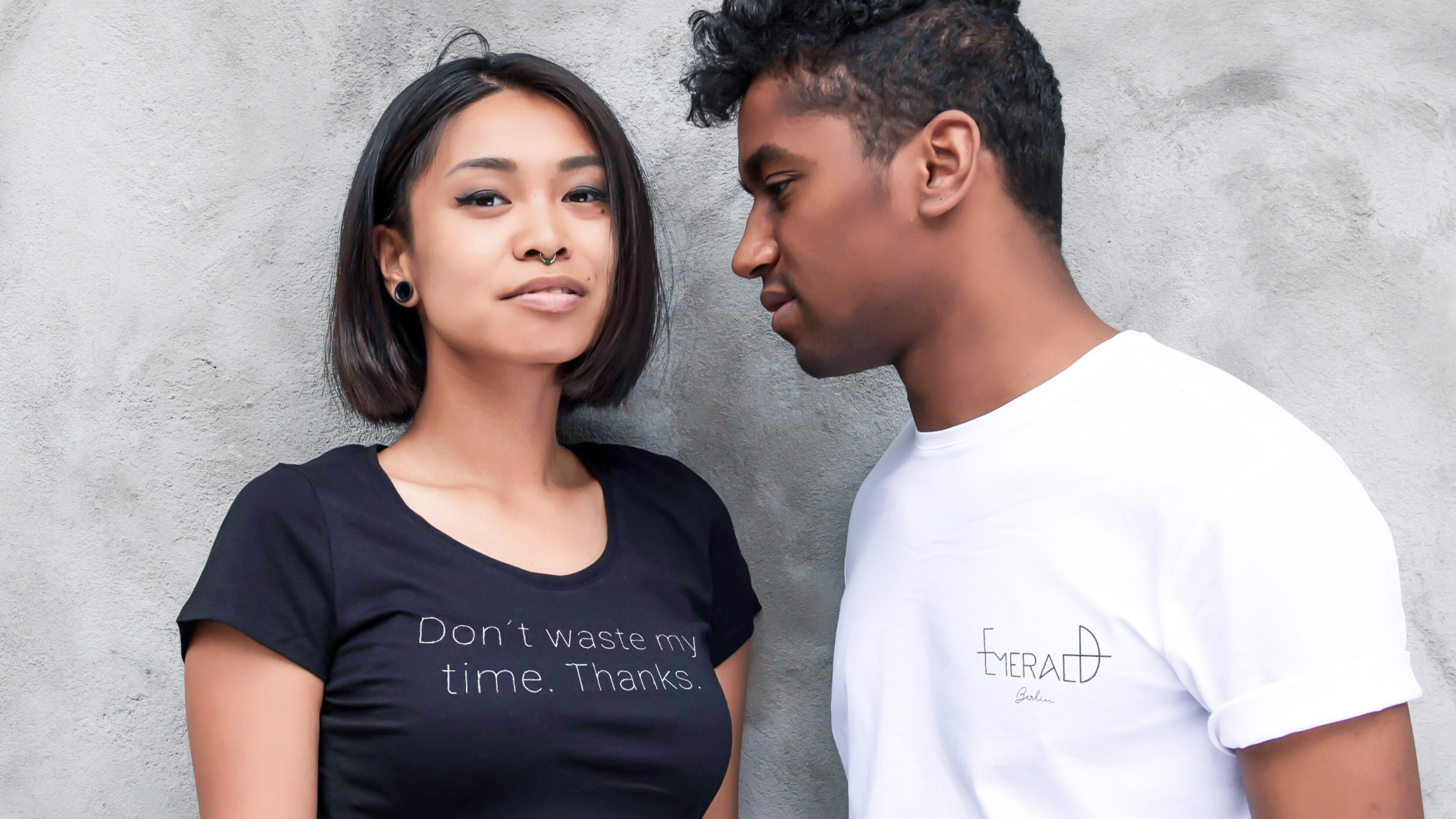 Shirts: Don´t waste my timefür Growing Seeds of Africa.// EMERALD BERLIN small Logoshirt