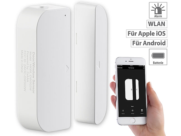 Luminea WLAN-Tür-& Fensteralarm XMD-102.app, Amazon Alexa u. Google Assistant komp., www.pearl.d Luminea WLAN-Tür-& Fensteralarm XMD-102.app, Amazon Alexa u. Google Assistant komp., www.pearl.d