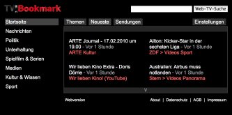 TVBookmark - Screenshot TV-Version TVBookmark - Screenshot TV-Version