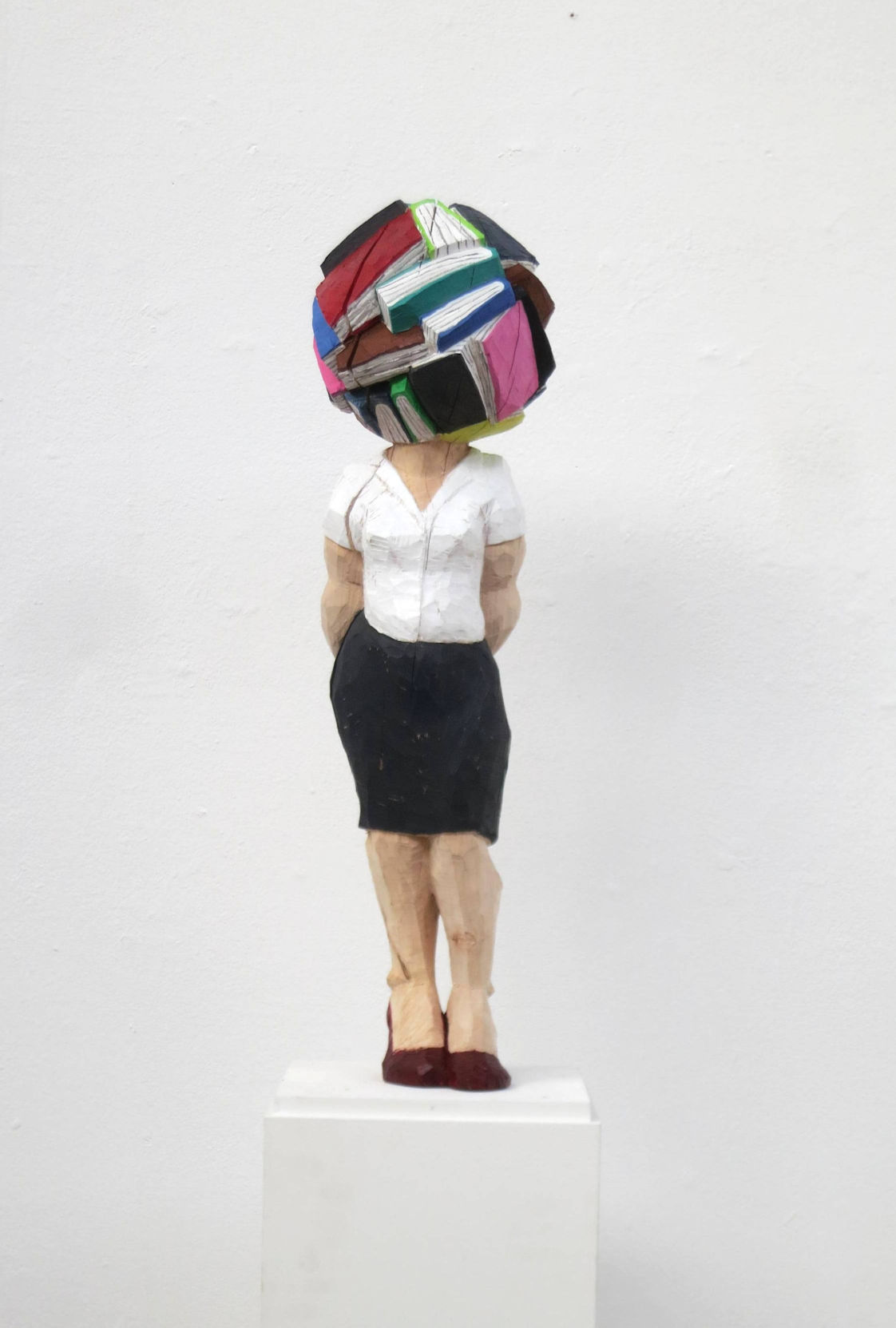 Sundari Arlt, Bookhead, Holzskulptur Sundari Arlt, Bookhead, Holzskulptur