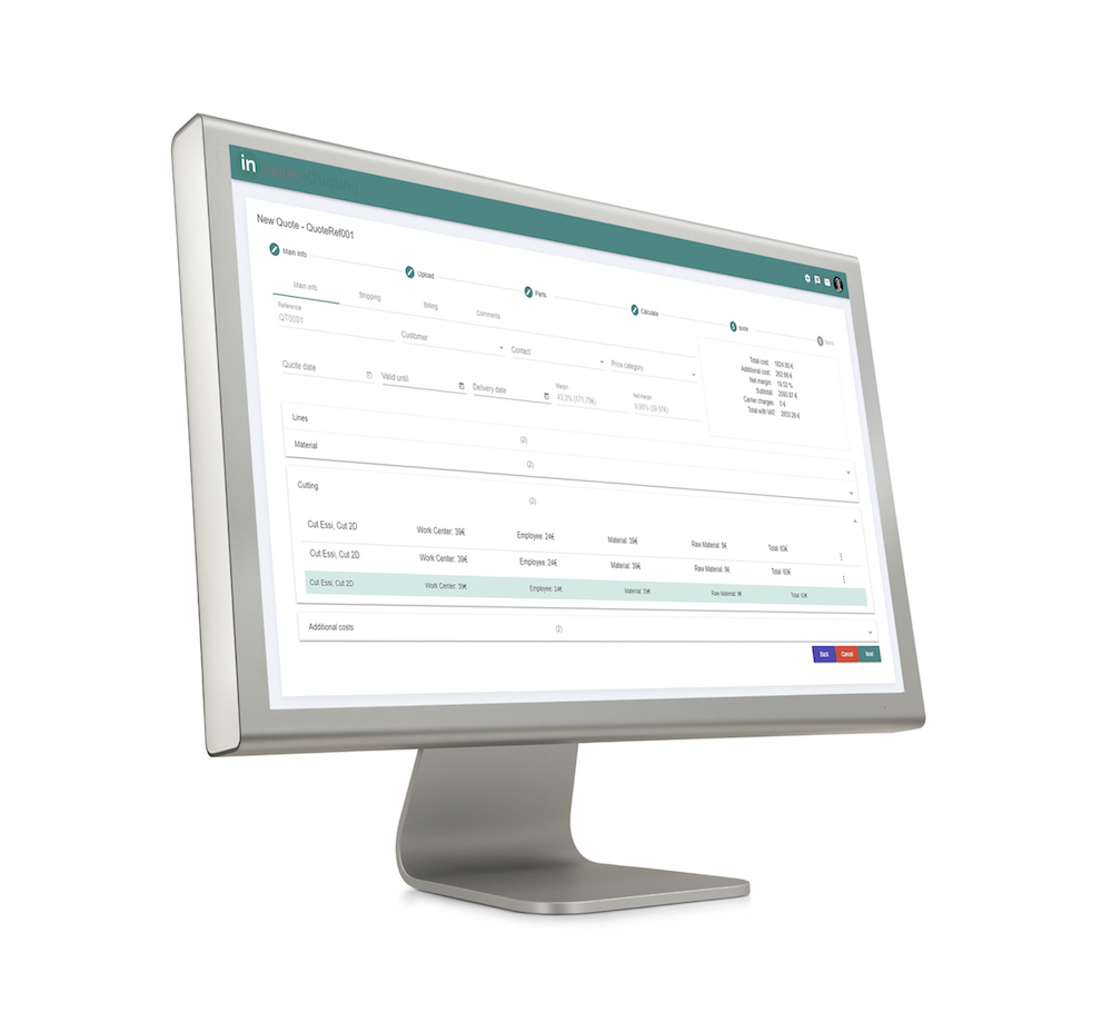 Lantek iQuoting ist die neue Software zur Steuerung von Geschäftsprozessen in der Blechbearbeitung.