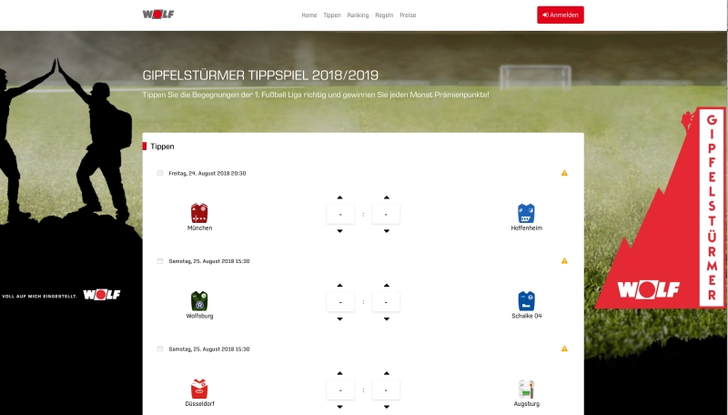 Mitmachen und punkten: Wolf startet Fußball Tippspiel im Gipfelstürmer-Partnerprogramm! (Bildquelle: Mitmachen und punkten: Wolf startet Fußball Tippspiel im Gipfelstürmer-Partnerprogramm! (Bildquelle: