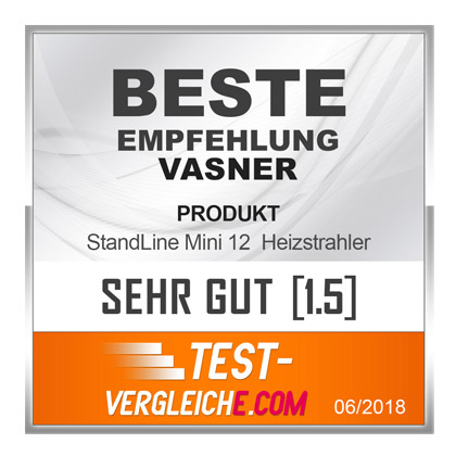 Heizstrahler Test 2018: 1. Platz geht an VASNER StandLine Mini 12 Standheizstrahler