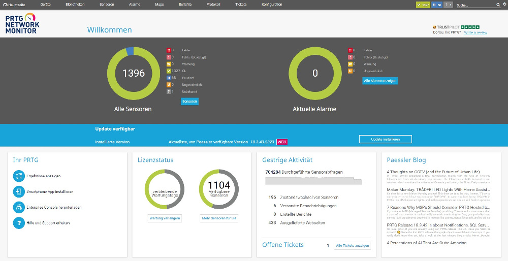 PRTG-Dashboard, Paessler AG