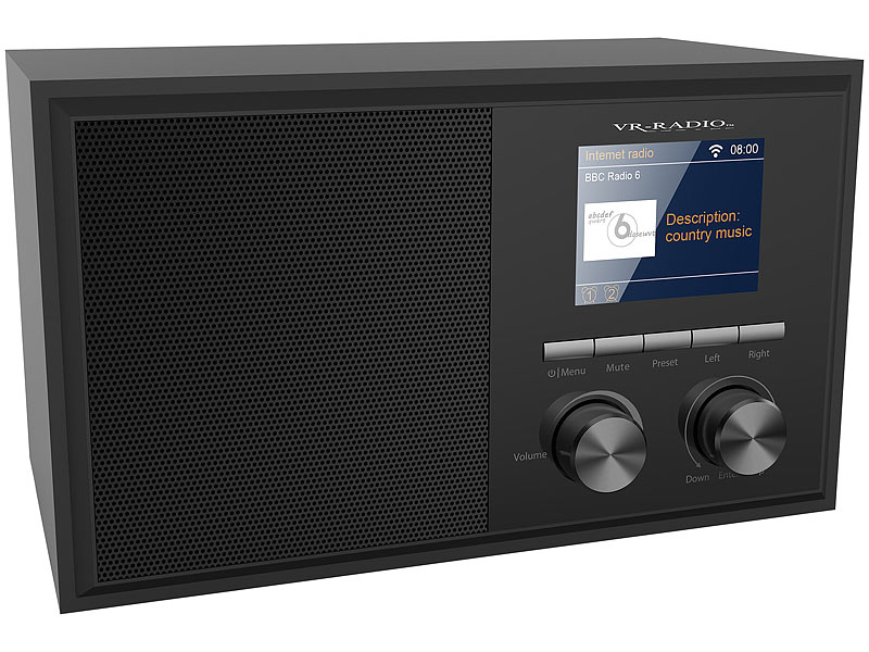 WLAN-Internetradio IRS-250 mit 2 Weckzeiten, Farbdisplay, Holzgehäuse, 6 Watt