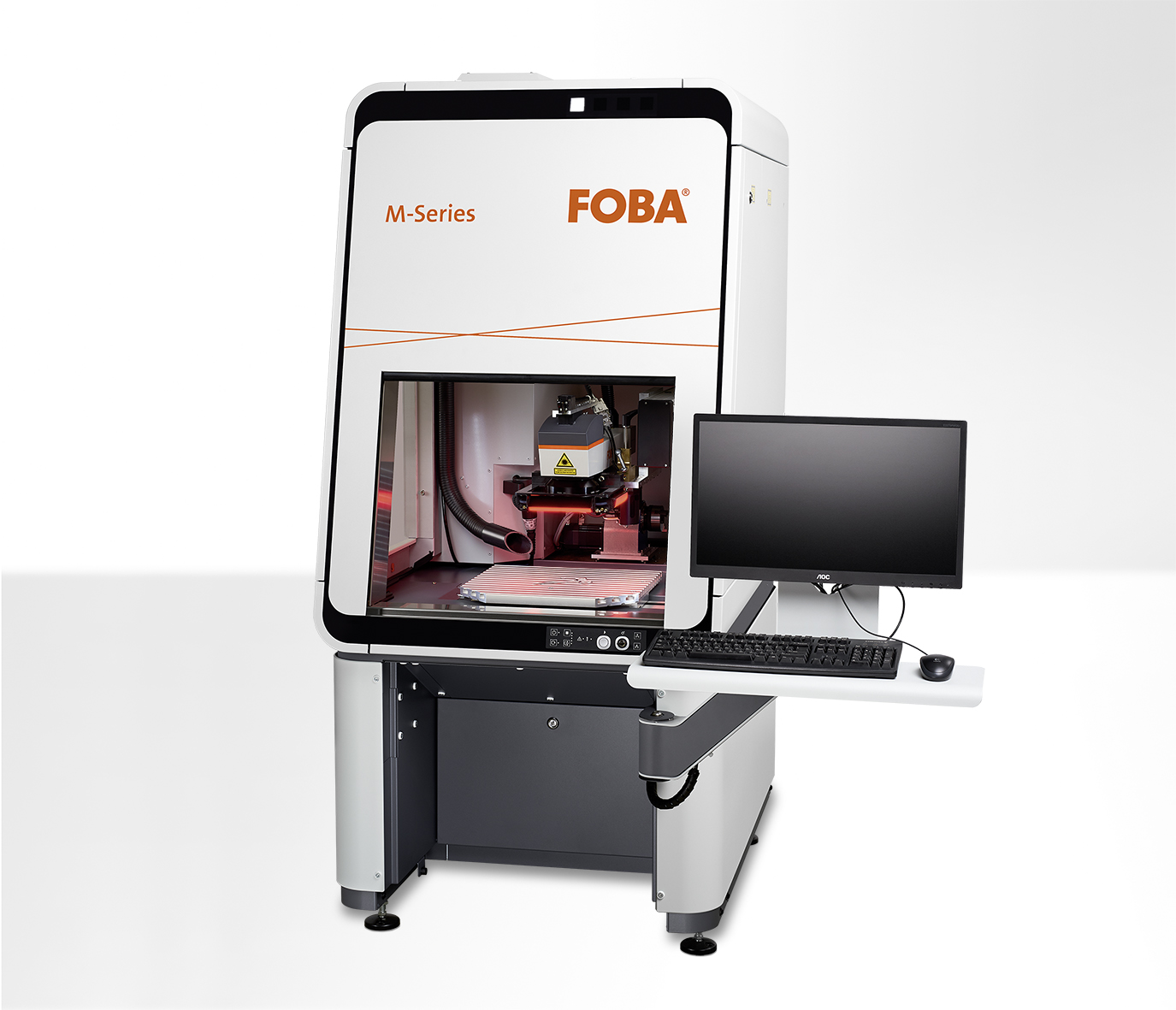 FOBA M2000 Lasermarkierstation mit integrierter MarkUS 2.12 Software und neuem Beleuchtungssystem.