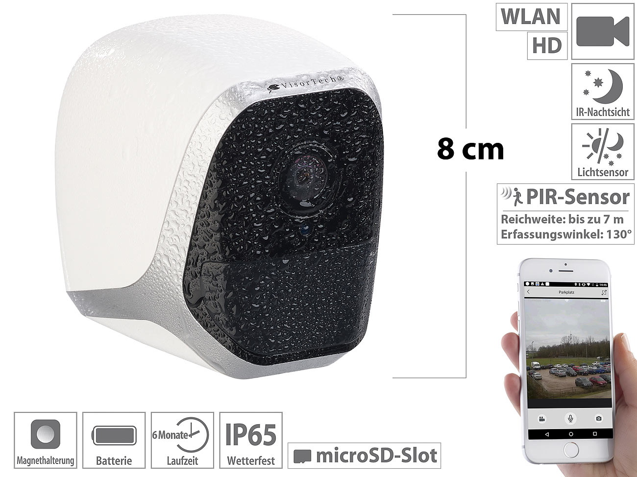 VisorTech IP-HD-Überwachungskamera IPC-580 mit App, IP65, www.pearl.de VisorTech IP-HD-Überwachungskamera IPC-580 mit App, IP65, www.pearl.de
