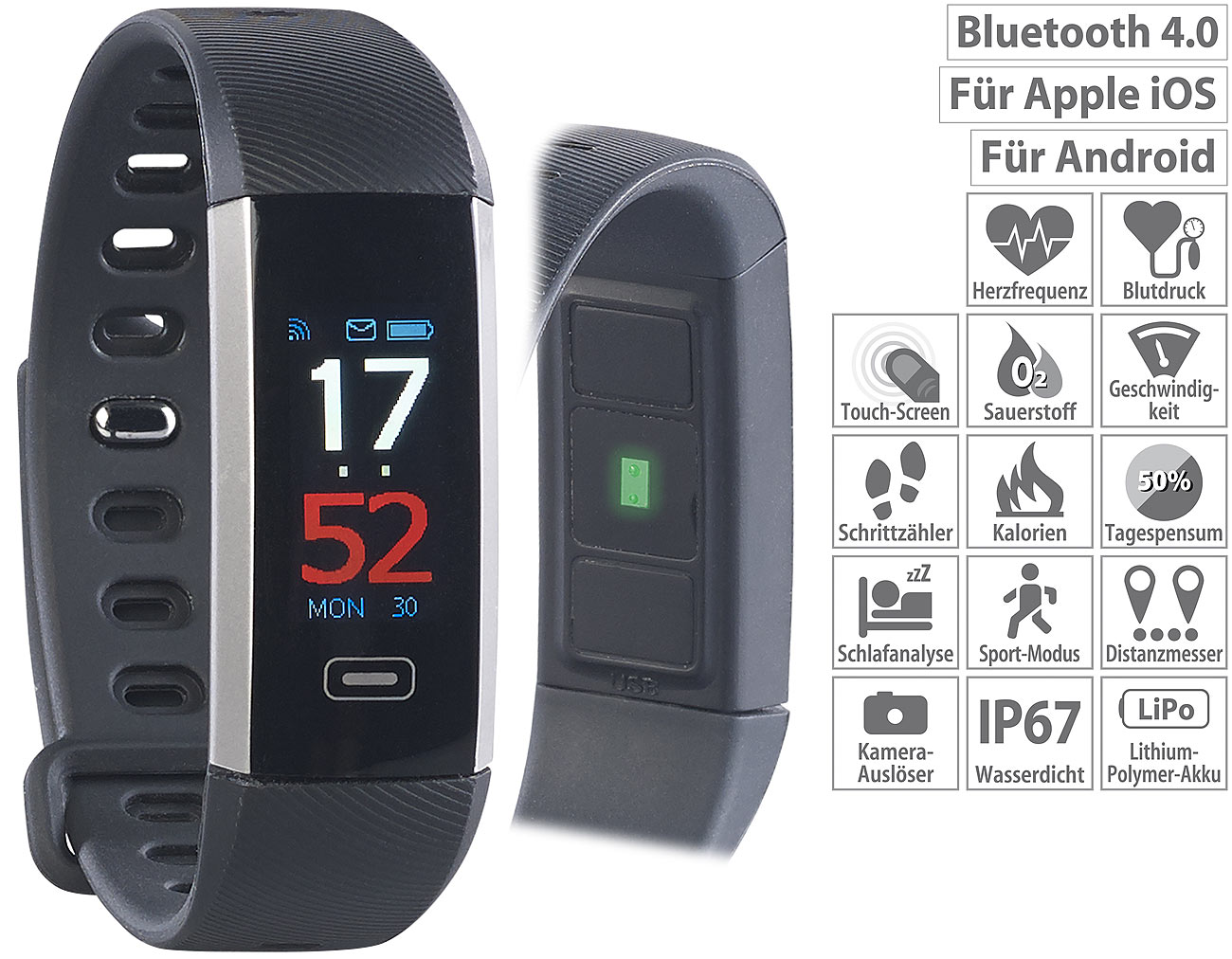newgen medicals Fitness-Armband FBT-62.BD, www.pearl.de