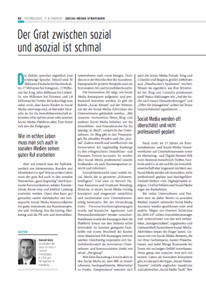 Social Media:"Der Grat zwischen sozial und asozial ist schmal" - Daniel Görs / Immobilienw Social Media:"Der Grat zwischen sozial und asozial ist schmal" - Daniel Görs / Immobilienw