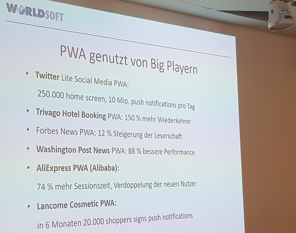 Worldsoft mit Progressive Web App (PWA) Funktionalität Worldsoft mit Progressive Web App (PWA) Funktionalität