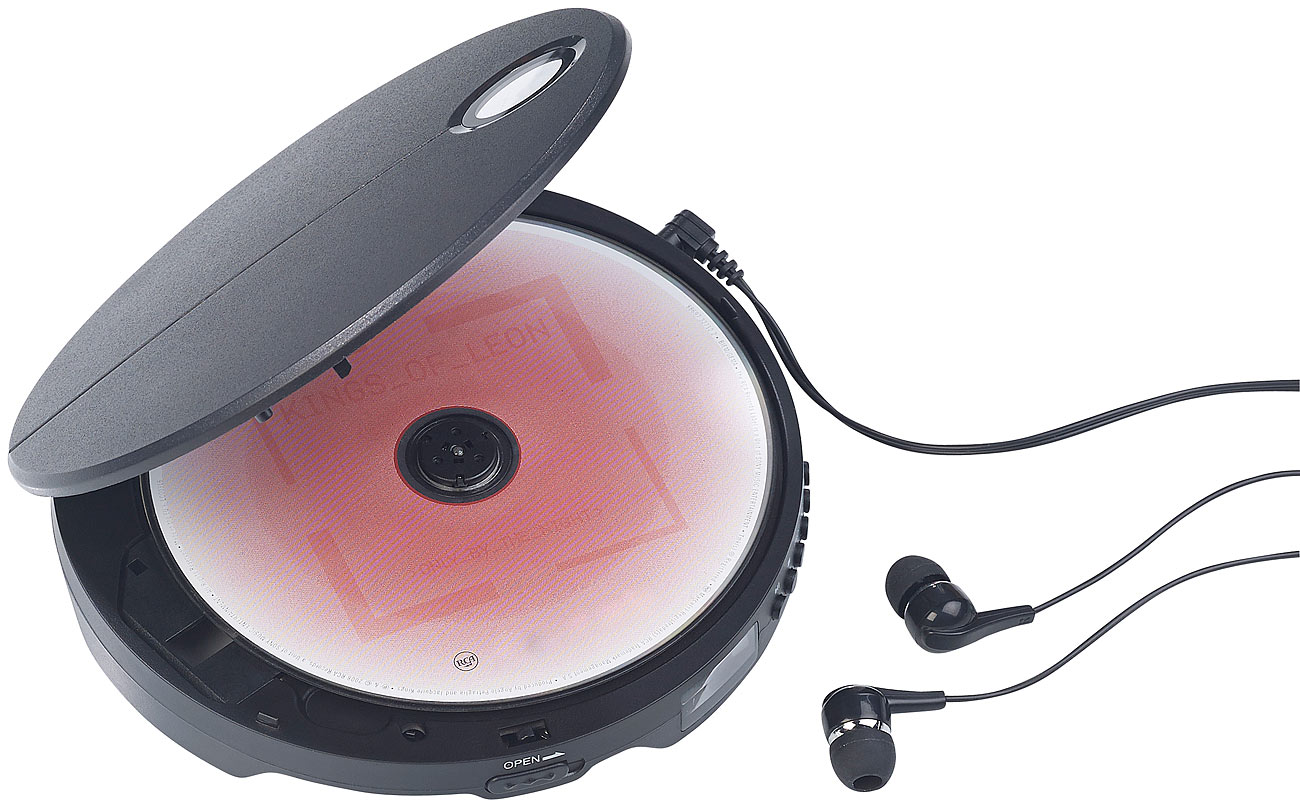auvisio Tragbarer CD-Player mit Anti-Shock, Bass Boost und In-Ear-Kopfhörern, www.pearl.de