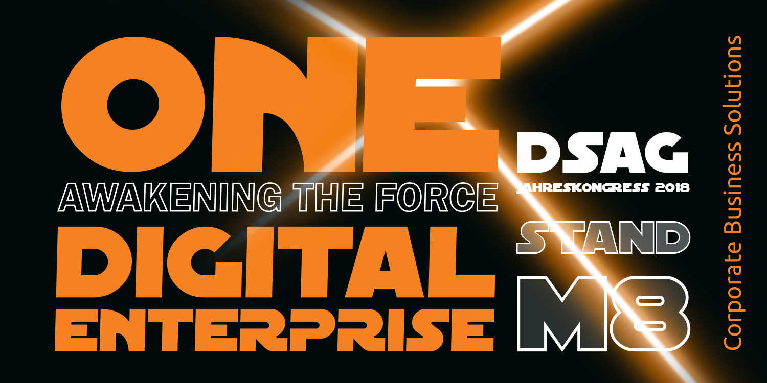 One Digital Enterprise: cbs auf dem DSAG-Jahreskongress 2018 (Bildquelle: cbs Corporate Business Sol One Digital Enterprise: cbs auf dem DSAG-Jahreskongress 2018 (Bildquelle: cbs Corporate Business Sol