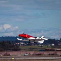 Neuer Ambulanzjet der DRF Luftrettung beim Start am Stuttgarter Flughafen Neuer Ambulanzjet der DRF Luftrettung beim Start am Stuttgarter Flughafen