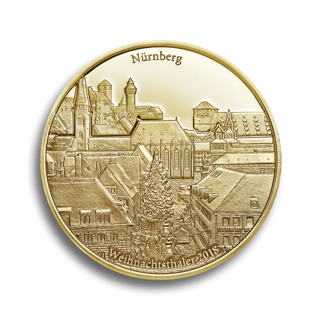 Degussa Weihnachtsthaler 2018 Nürnberg 1oz Feingold (Bildquelle: @Degussa Goldhandel)