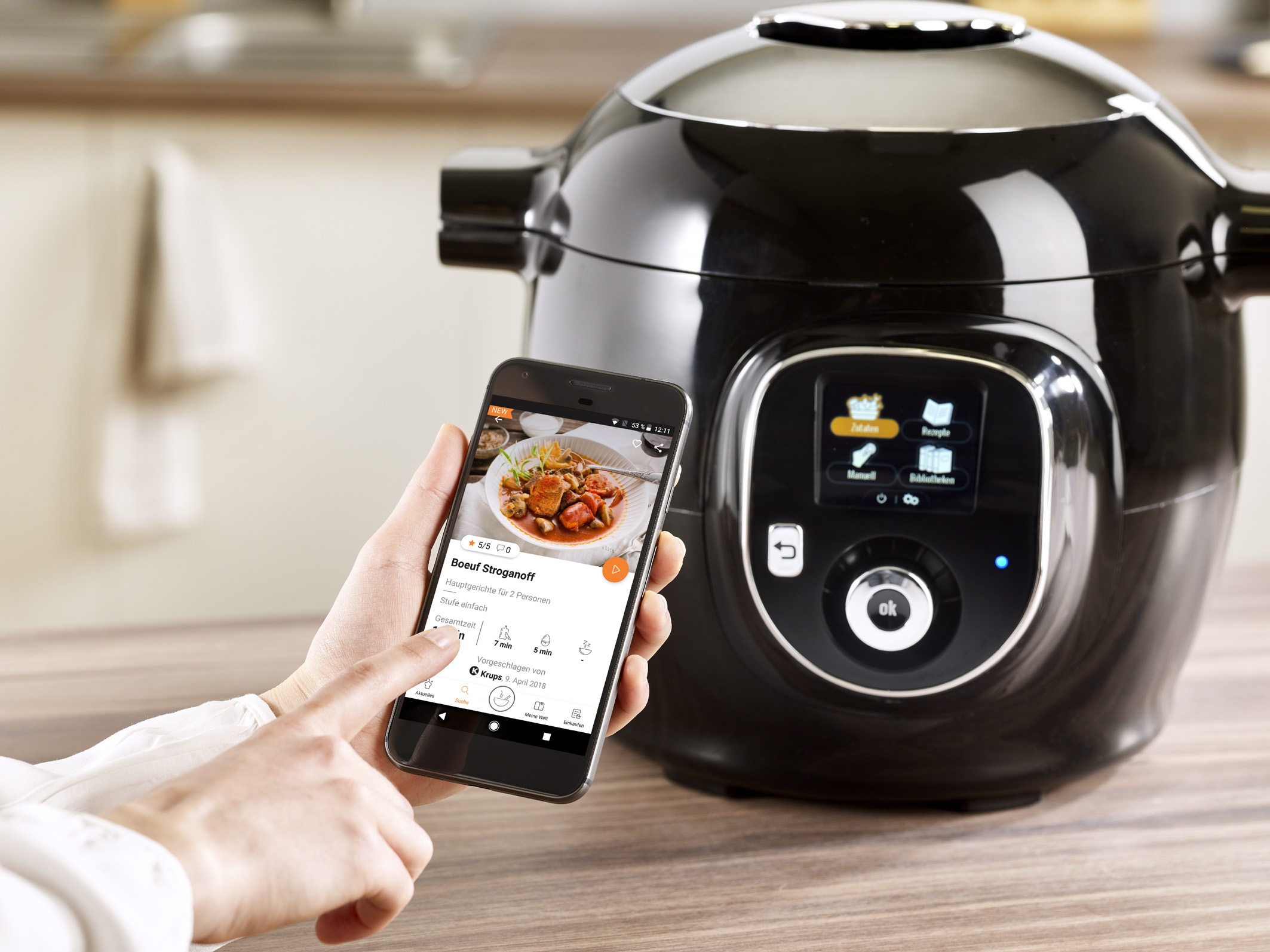 Der der neue intelligente Multikocher Krups Cook4Me+ Connect (Bildquelle: Groupe SEB Deutschland Gmb Der der neue intelligente Multikocher Krups Cook4Me+ Connect (Bildquelle: Groupe SEB Deutschland Gmb