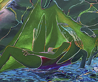 Arno Bojak | Schwere Sonne - Die Pisserein, 190 x 160 cm, 2018, Acryl auf Nessel