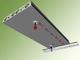 Bei der Lüftungsdecke werden die Hohl- kammern der Spannbeton-Fertigdecke als Lüftungskanäle genutzt