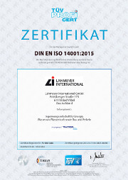 Zertifikat DIN EN ISO 14001:2015