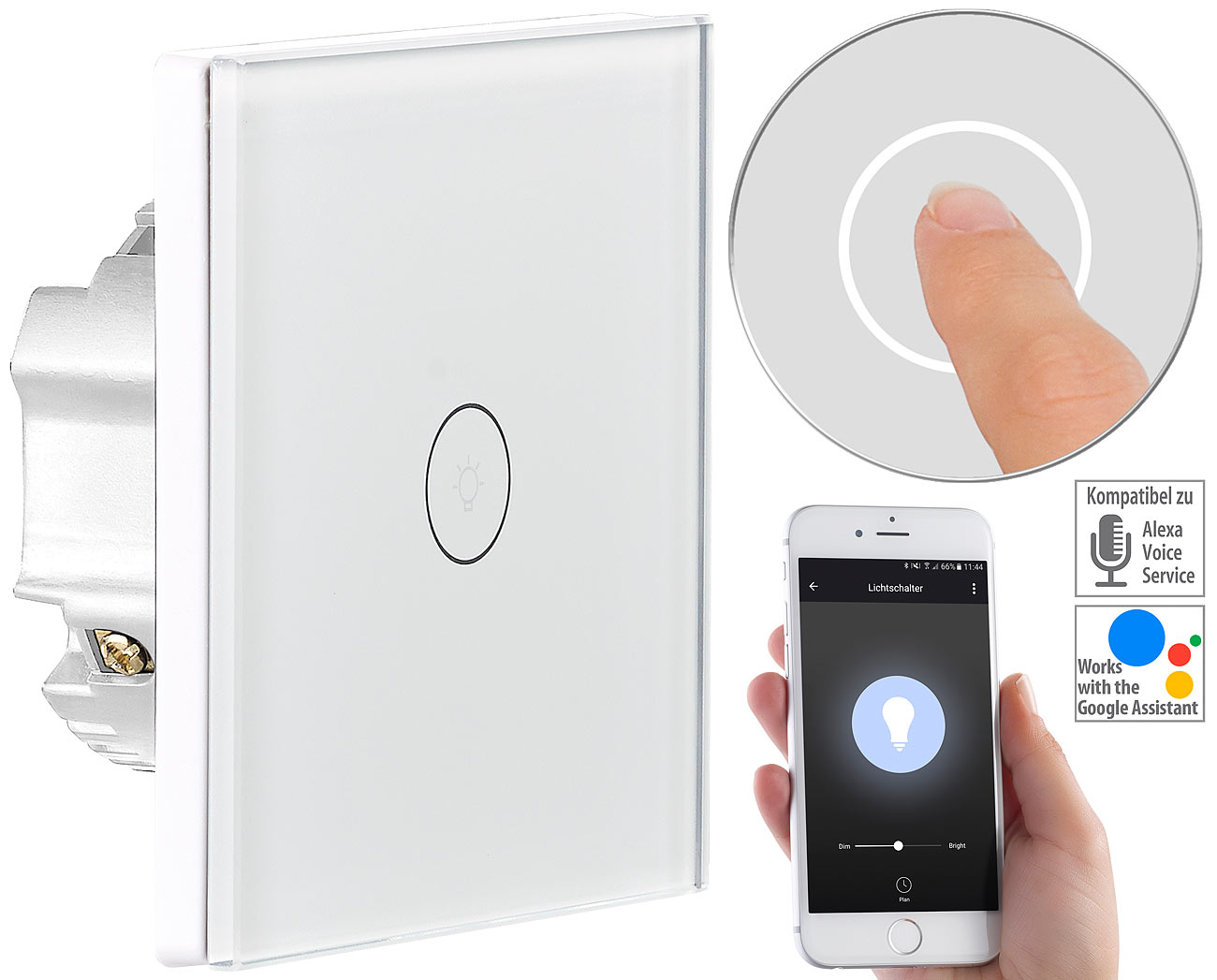 Luminea Home Control Touch-Lichtschalter, www.pearl.de