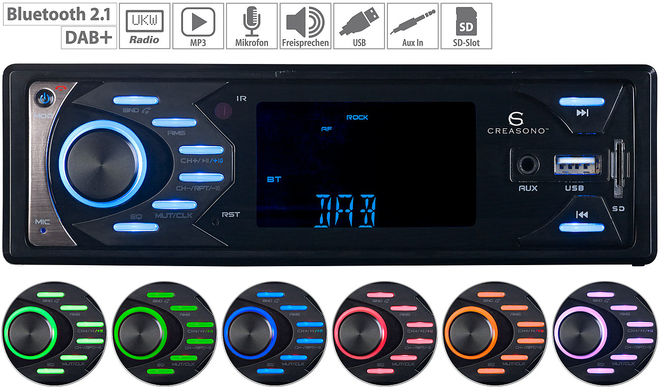 Creasono MP3-Autoradio CAS-4545.bt, mit DAB+, Bluetooth& Freisprech-Funktion, www.pearl.de