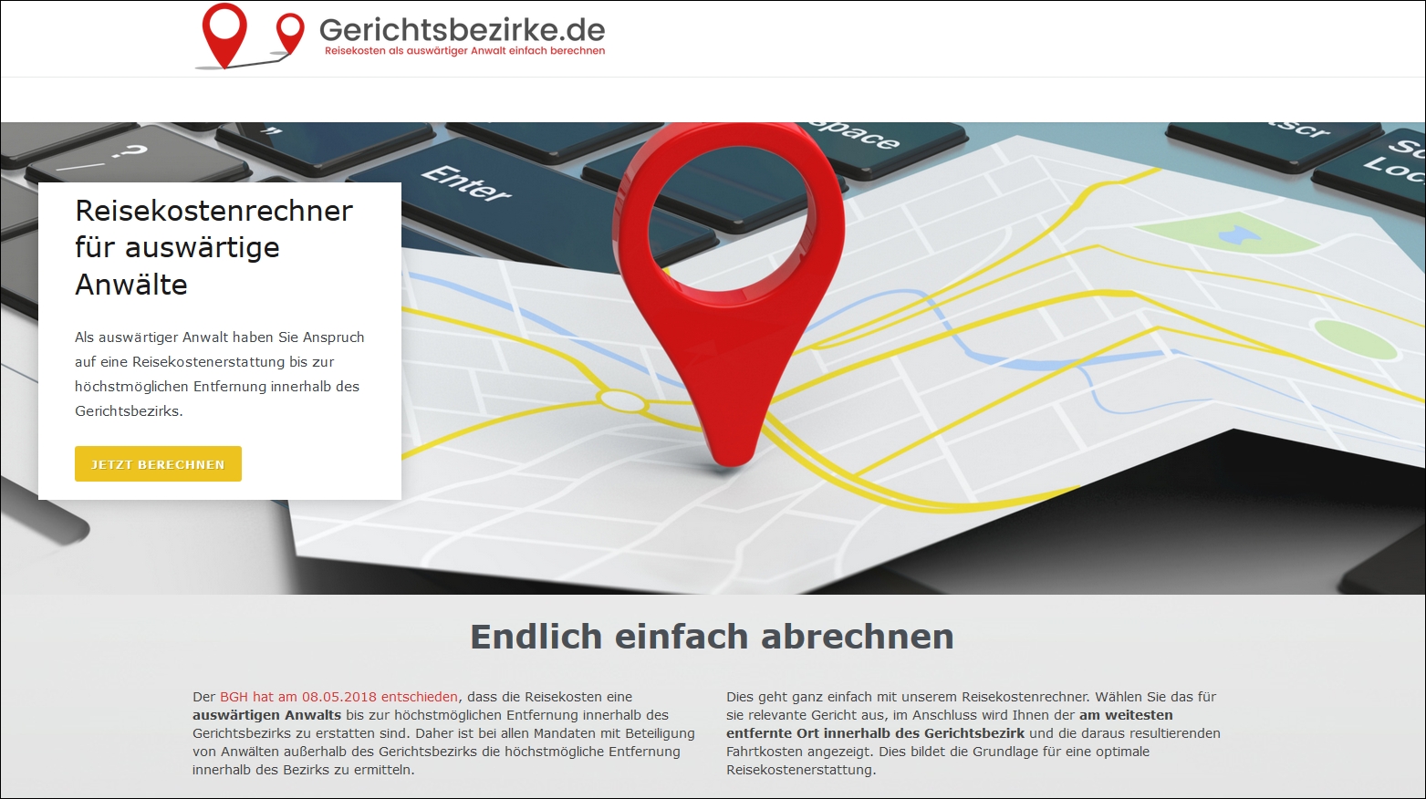 Screenshot gerichtsbezirke.de Screenshot gerichtsbezirke.de
