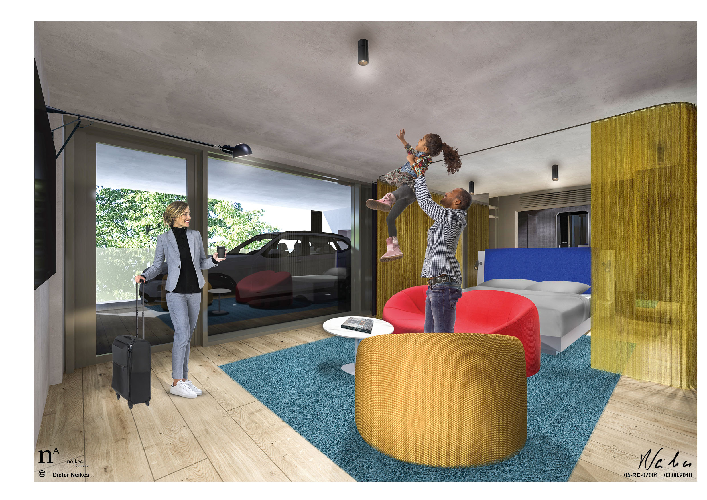 CarLoft mit Autostellplatz direkt auf dem Balkon (Rendering)