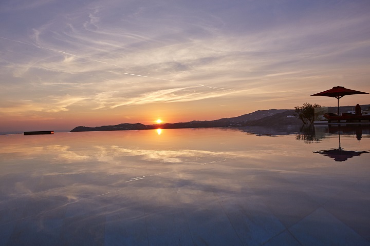 Mykonos bei Sonnenuntergang