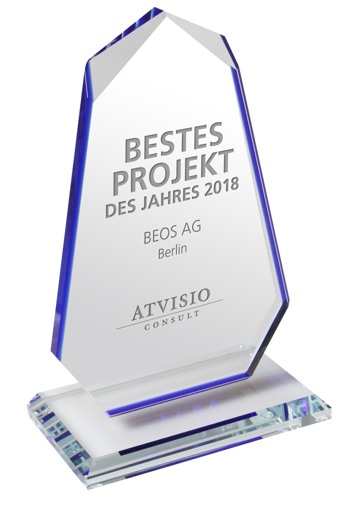 Das Symbol exzellenter Business Intelligence-Projekte - Der ATVISIO Award 2018 für die BEOS AG