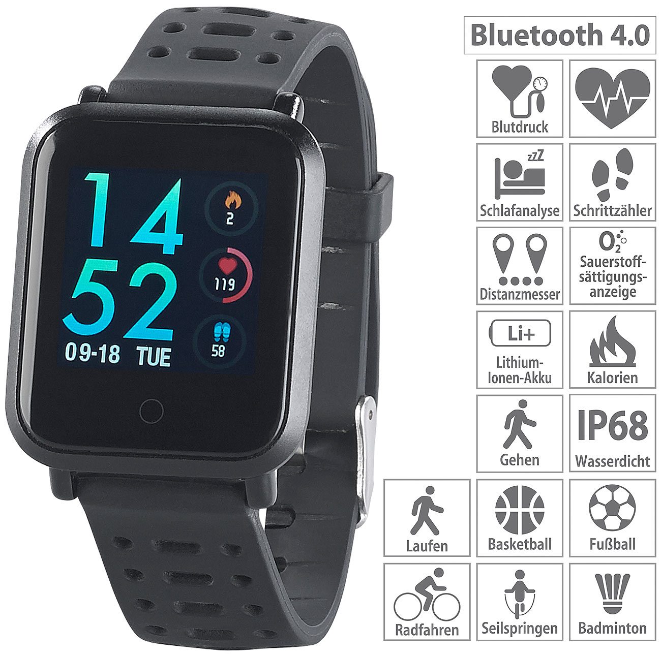 newgen medicals Fitness-Uhr SW-320.hr, www.pearl.de