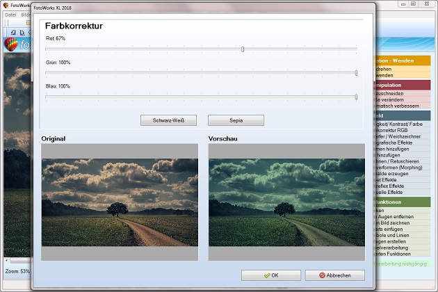 Screenshot zum Bildbearbeitungsprogramm