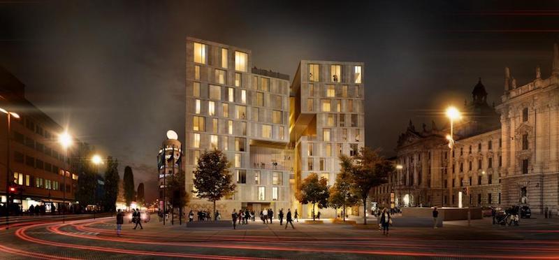 Das künftige Hotel Königshof am Stachus in München. (c) NIETO SOBEJANO ARQUITECTOS